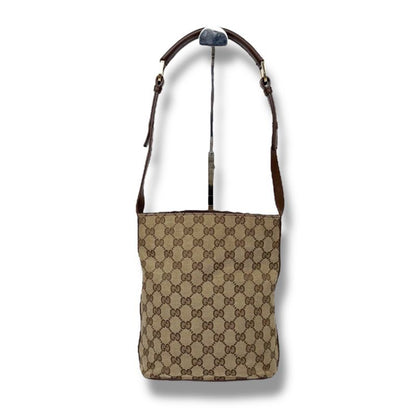 Gucci Bucket Shape One Shoulder Bag Handbag Shoulder GG Canvas Brown Beige