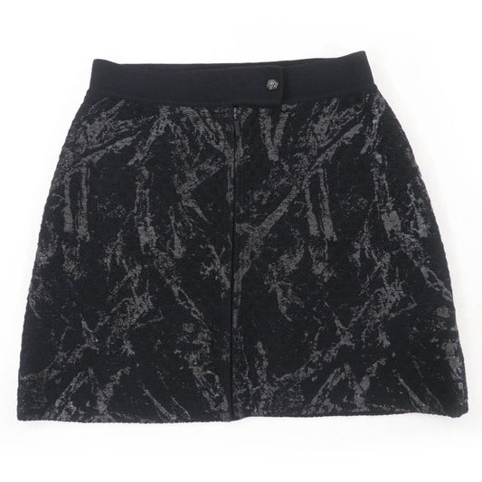 CHANEL P42496k04282 100% Wool Bijoux Coco Mark Button Knit Skirt Black 38 Made