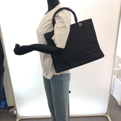 Gucci Bamboo Black Silver Hardware GG Canvas 002 And 1010 Handbag Tote Bag