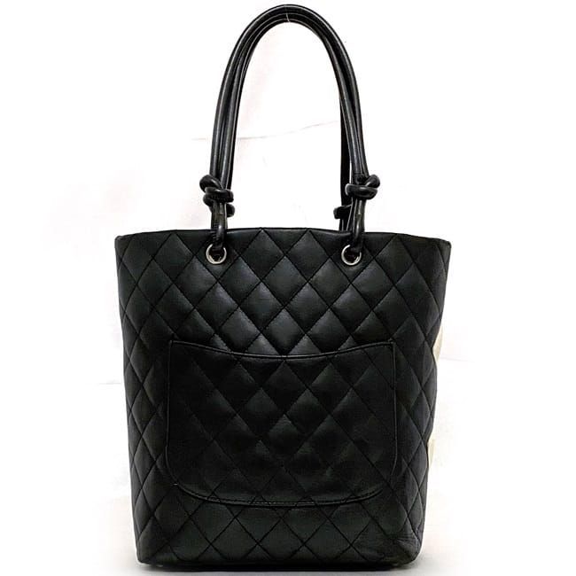 Chanel Tote Bag F21152 Black White Cambon