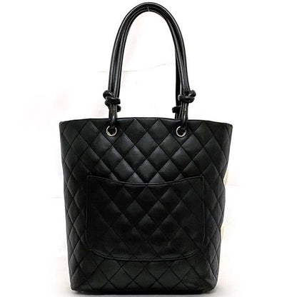 Chanel Tote Bag F21152 Black White Cambon