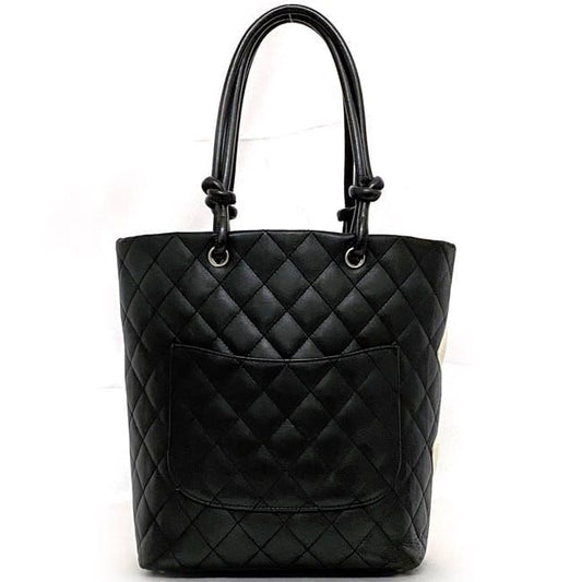 Chanel Tote Bag F21152 Black White Cambon