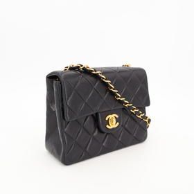 Chanel Chain Mini Matelasse Shoulder Bag Lambskin Black