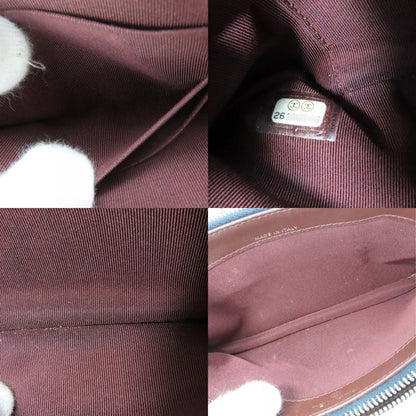 Chanel Shoulder Bag Marine Cotton Leather Navy Gold Hardware Crossbody Pochette