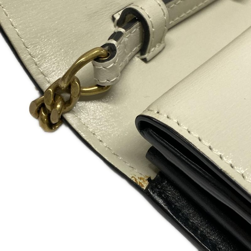 Saint Laurent Paris Wallet - 554763 Black Gold And Ivory Chain Shoulder Bag