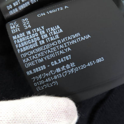 Prada 2023 P24d2q 100% Cashmere Crewneck Short Sleeve Knit Sweater Navy 36 Made