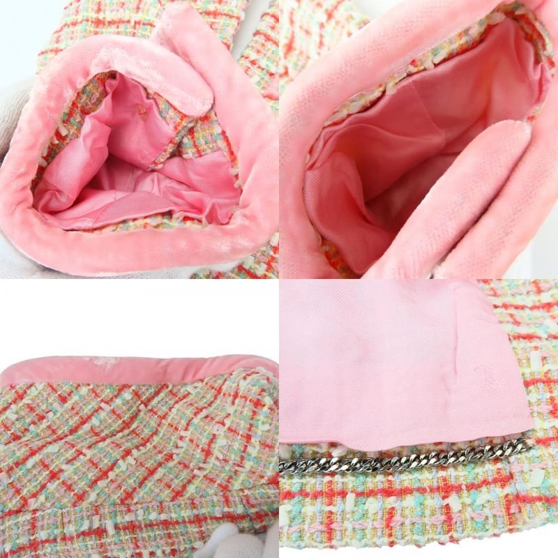 Chanel Set Up 38 Wool Cotton Nylon Pink Red Multicolor Tweed Coco Button
