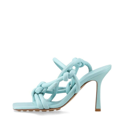 Bottega Veneta Leather Sandals Women's 35 Light Blue Made In Italy