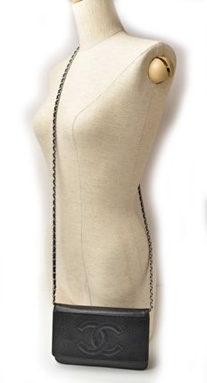 Chanel Chain Wallet Shoulder Bag Long Wallet Caviar Skin Black