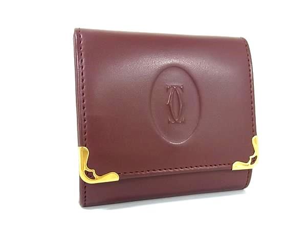 Cartier Leather Must Line Leather Coin Case Coin Purse Ladies Men's Bordeaux