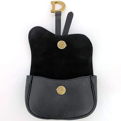 Christian Dior Chain Mini Pouch Black Saddle