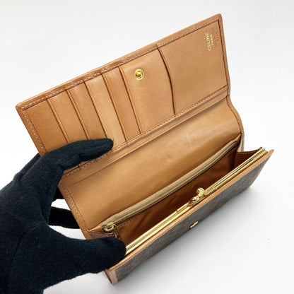 Celine Macadam Pattern Bifold Wallet Pouch Brown PVC×leather Long Wallet