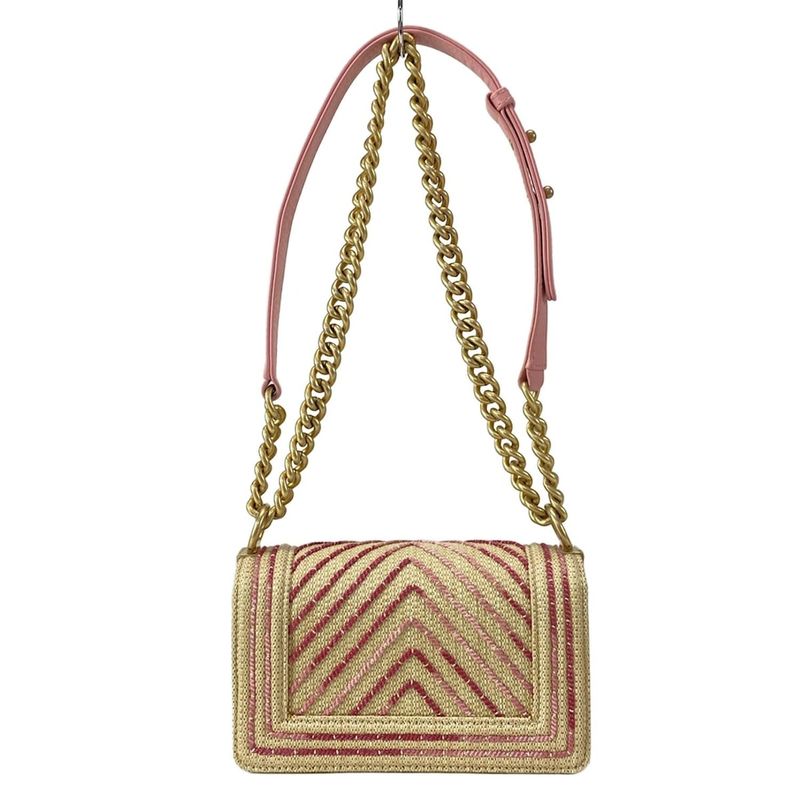 Chanel Shoulder Bag Boy Chanel / Chevron A67085 Beige And Pink Chain Shoulder /