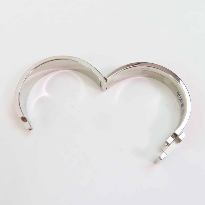 Hermes Quick H PM Quick HH Fan Bangle Bracelet Metal Orange Silver Made In