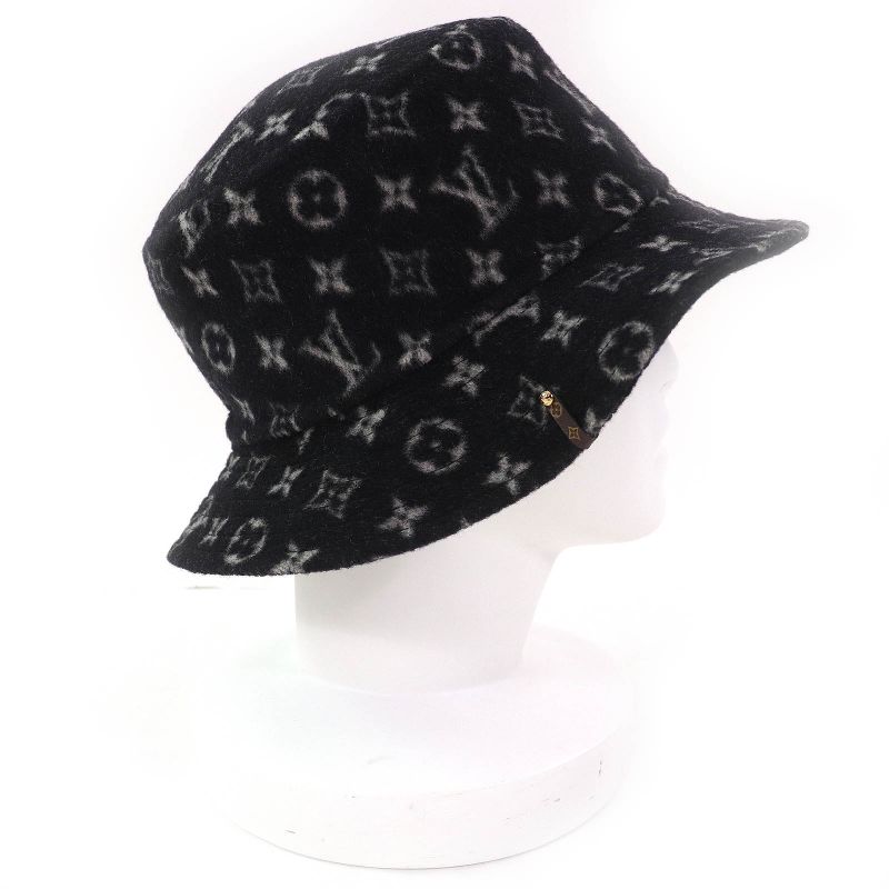 Louis Vuitton 2020 M76743 Bob Carry On Hat 100% Wool Monogram Hat Black M Made
