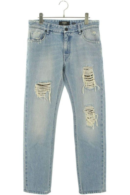 Fendi Flp201 A0X4 Zucca Damaged Washed Denim Pants Men's 31