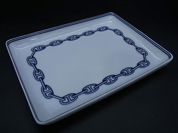 1966 Hermes Chaine D'ancre White And Blue Plate Tableware Ax5695