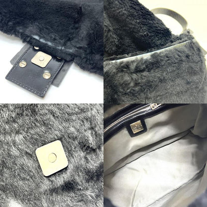 Fendi Handbag Mamma Bucket Fur Black