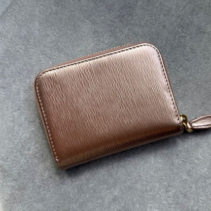 Prada Round Zipper Coin Case Card Case Viteromove Saffiano Pink Gold Box with