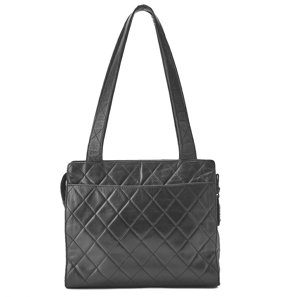 Chanel Shoulder Bag Matelasse Turnlock Lambskin Silver Hardware Black Women's