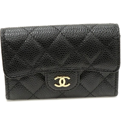 Chanel Foldable Card Case With Depth Business Card Holder Matelasse Caviar Skin