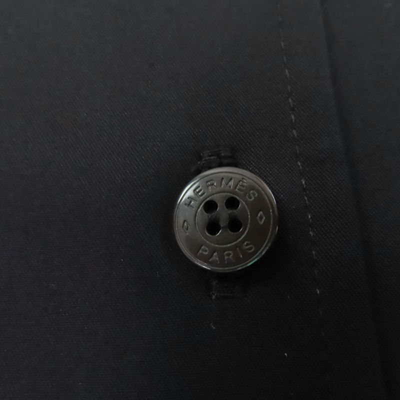 Hermes 2023 3h0633dv 100% Cotton Serie Buttons Shirt Dress With Belt Black 40