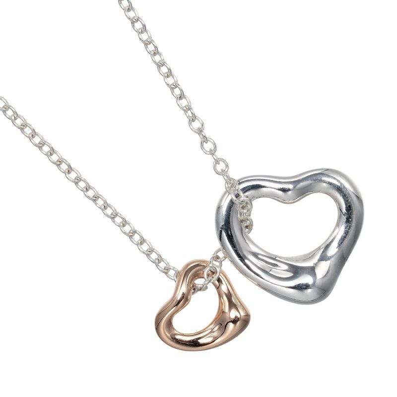 Tiffany & Co Double Open Heart 11mm (0.43in) & 7mm (0.28in) Silver 925 X 18K