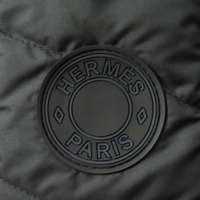 Hermes 23AW 3h0185da Quilted Overshirt Down Jacket With Crude Cell Patch Black