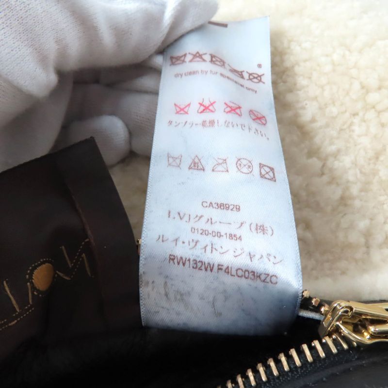 Louis Vuitton Sheepskin Reversible Belt Design Collarless Mouton Coat Black/whit