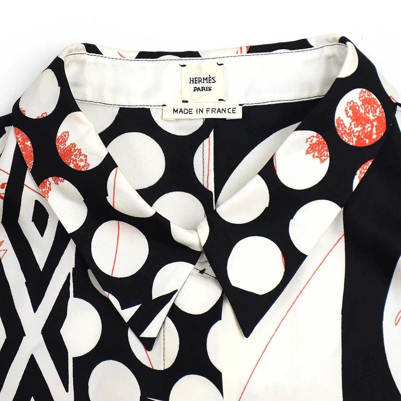 Hermes All-Over Silk Blouse Black 44