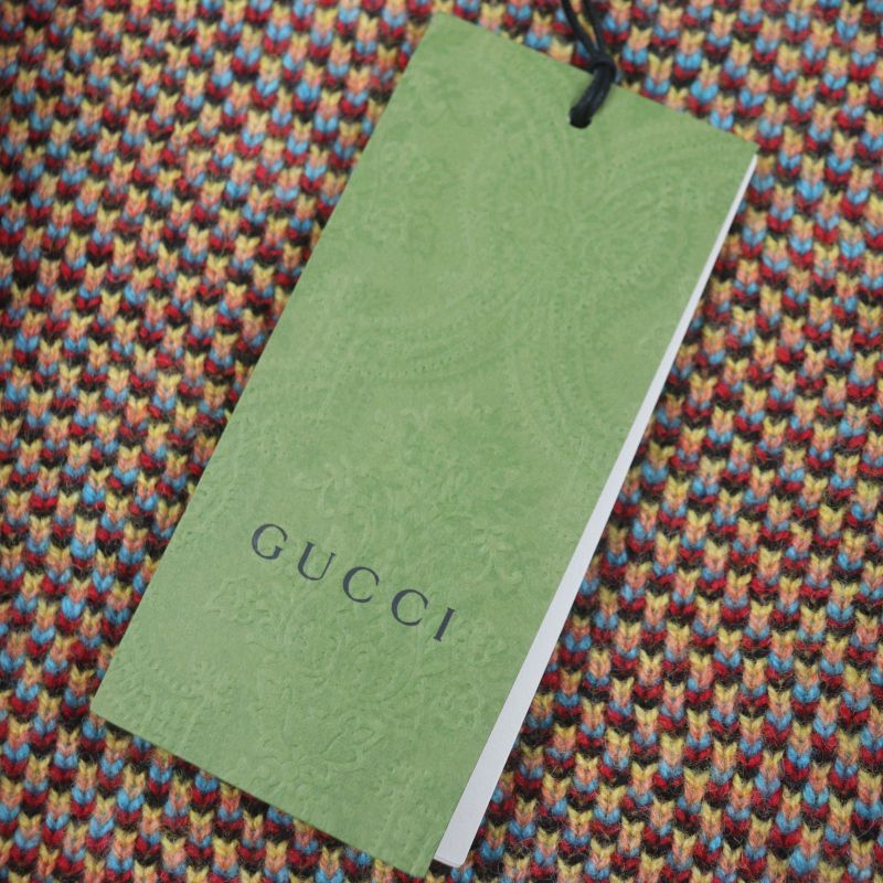  Gucci 23SS 716370 100% Wool Horsebit Zip-up Jacquard Knit Jacket Blue XS Made