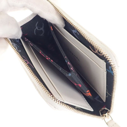 Chanel Small Wallet Ap3999 Coin Case Caviar Skin White Gold Hardware Ladies [A