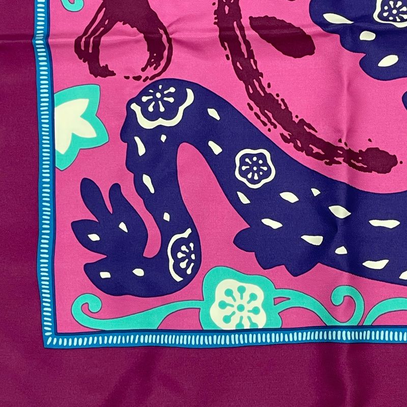 Hermes Dragon Silk Scarf Purple With Box