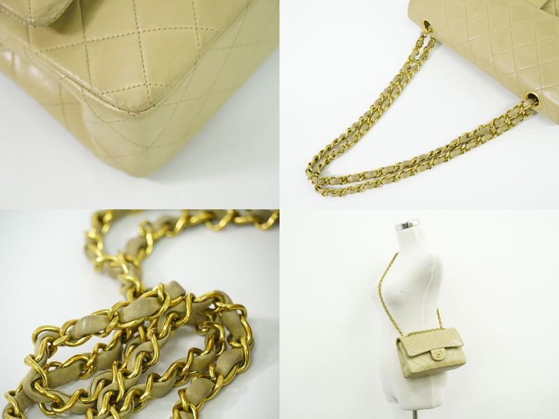 Authentic Chanel Coco Mark Matelasse Double Flap Chain Shoulder Bag Lambskin