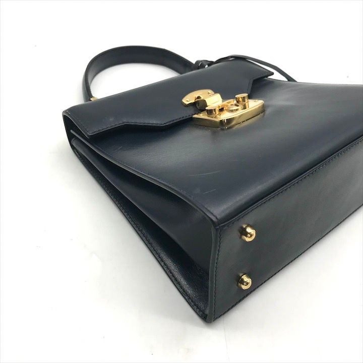 Gucci Ladylock Leather 2-Way Bag Navy Gphardware Bag