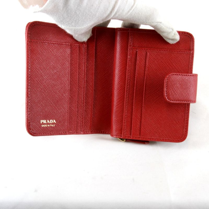 Prada Saffiano Iml018 Bifold Wallet Leather Red