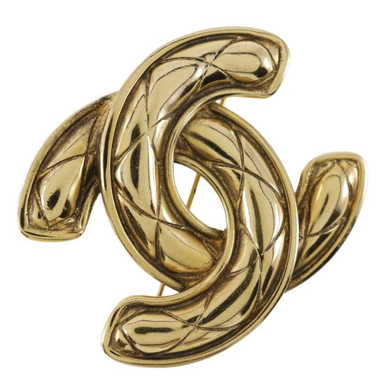 Chanel Coco Mark Matelasse Gold Plated Ladies 31.4g Brooch