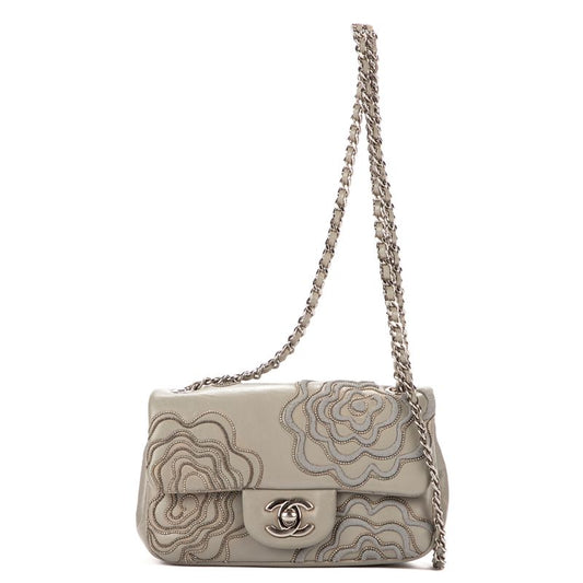 Chanel "timeless Flower Embroidery" Light Green Lambskin Leather A