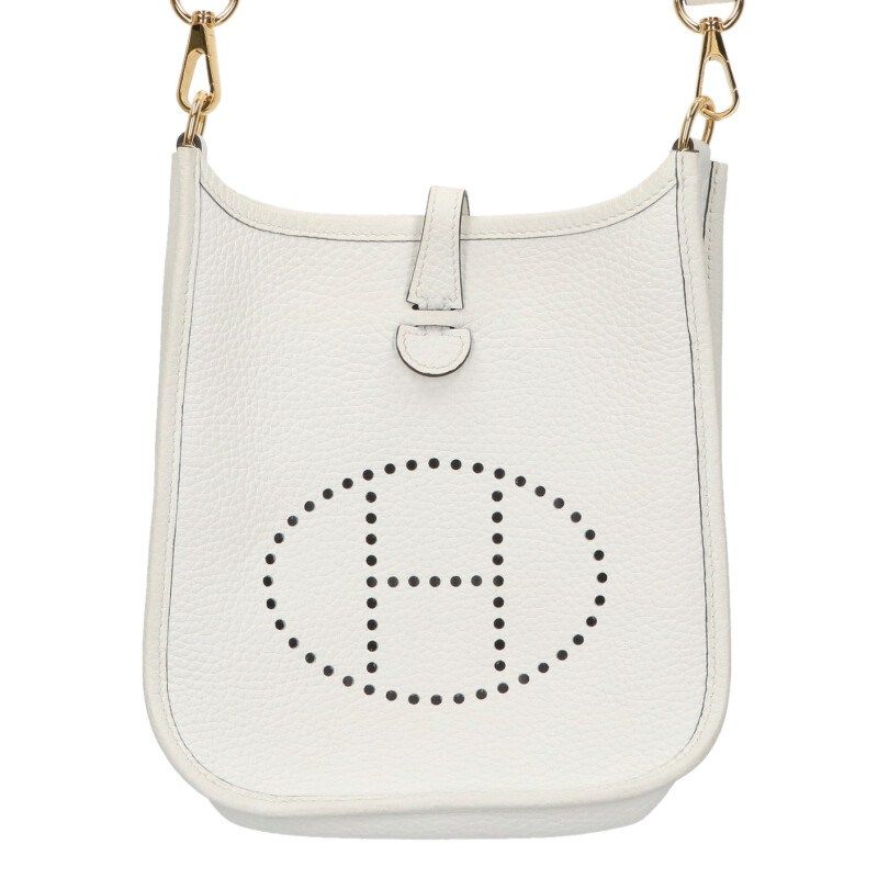Hermes Evelyn TPM W Engraved Svhardware Taurillon Clemence New White Shoulder