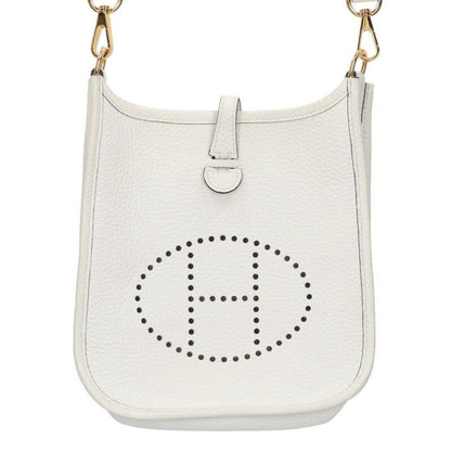 Hermes Evelyn TPM W Engraved Svhardware Taurillon Clemence New White Shoulder
