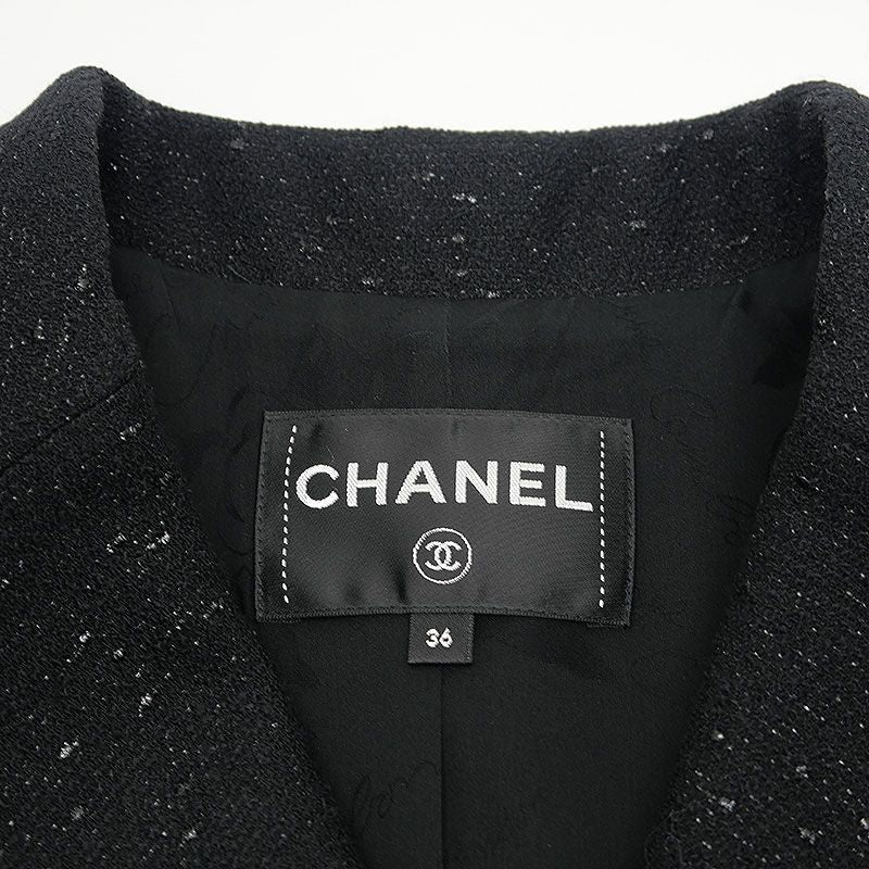 Chanel Double Jacket 36 Black Ladies