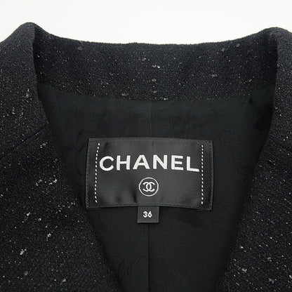 Chanel Double Jacket 36 Black Ladies