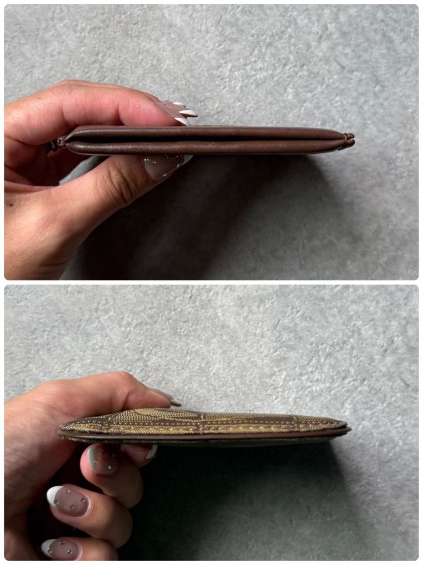 Chanel New Travel Line Coin Case Mini Pouch with Key Ring Leather Canvas Brown