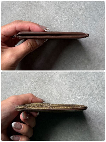 Chanel New Travel Line Coin Case Mini Pouch with Key Ring Leather Canvas Brown