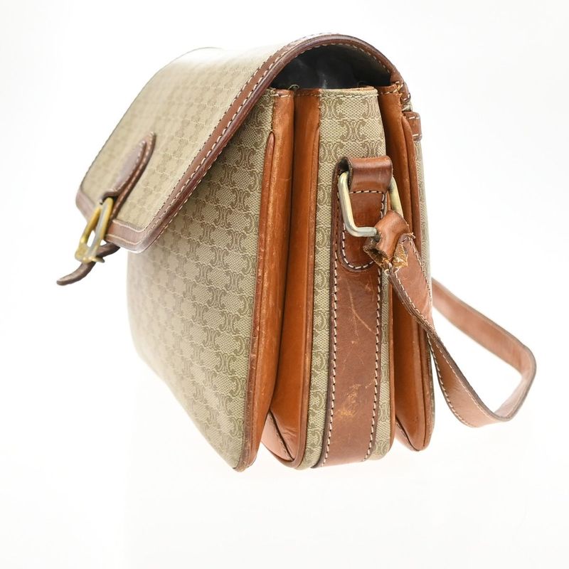 Celine Shoulder Bag Macadam Pattern Brown Leather 04ka747