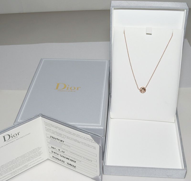 Christian Dior Pendant Necklace 18K Pink Gold Diamond 009ct Rose Devan Pendant