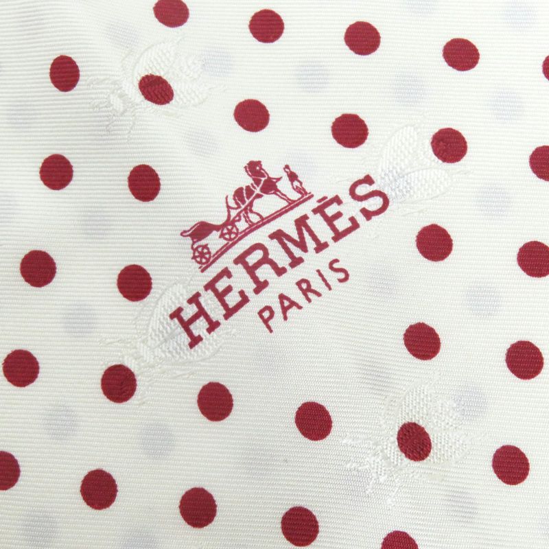 Hermes 099882s Maxi Twilly 100% Silk Ivoire/rouge Bee Insect Dotted Calais