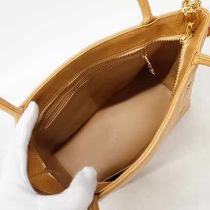 Chanel Tote Bag Revival Tote Caviar Skin Beige Gold Hardware Women's
