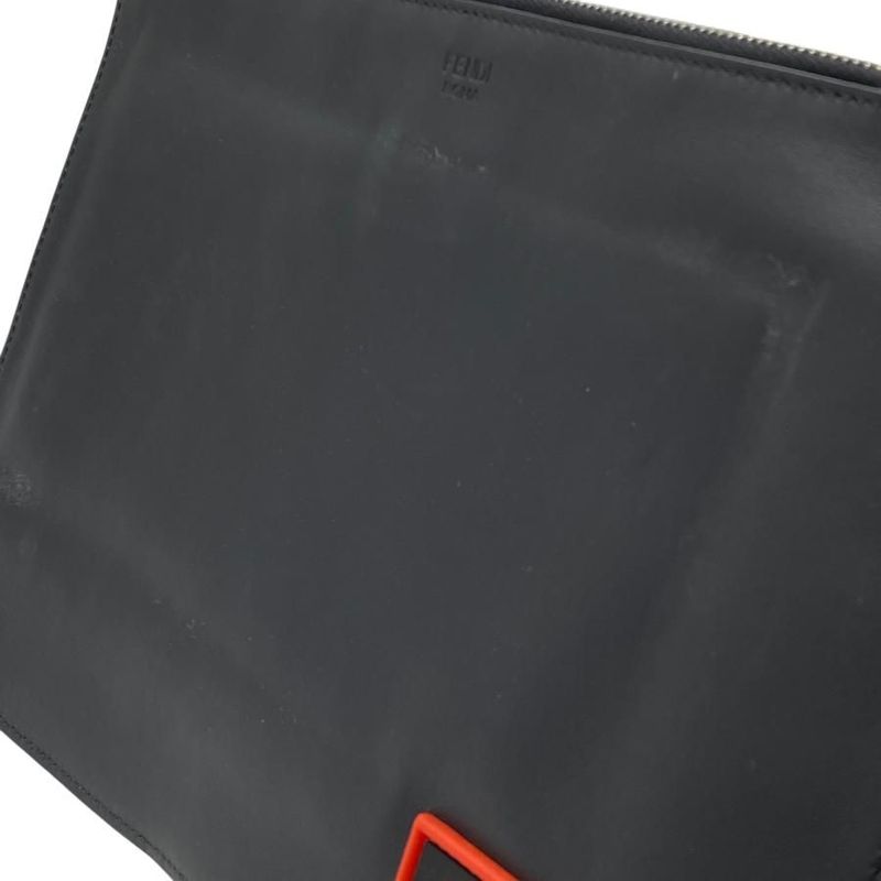 Fendi 7n0078 LOVE Second Bag Clutch Bag Clutch Pochette Leather Black Multicolor