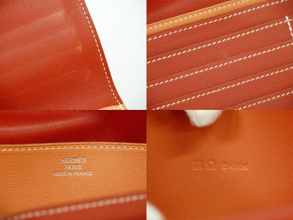 Authentic Hermes Dogon Vorsoft Leather Long Wallet Long Wallet □O 2011 Coral